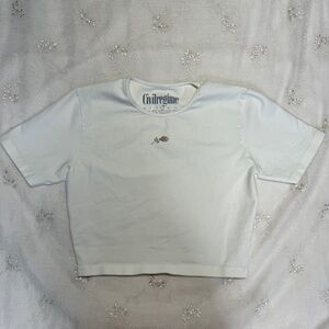 White Civil Regime Cropped Graphic T-Shirt Size Large